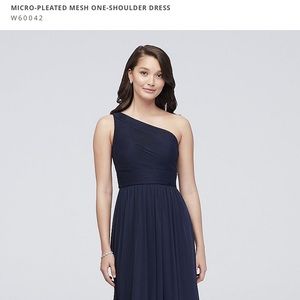 DB Studio Micro-Pleated One-Shoulder Dress Navy 6